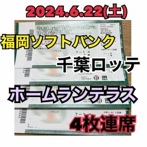 福岡ソフトバンクホークス 千葉ロッテ ホームランテラス 4枚連番席 1列目 応援タオル配布 福岡PayPayドーム 