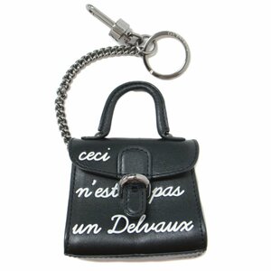 DELVAUX デルヴォー バッグチャーム ブラック 黒 バッグ型 チェーン ロゴ レザー 牛革 ミニチュア Brillant Charms Gand Box Calf