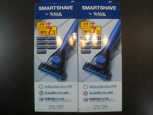 ☆ シック SMARTSHAVE スマートシェーブ 5枚刃 コンボパック (ホルダー (刃付き)+ 替刃7コ) 2箱セット　Schick カミソリ 髭剃り