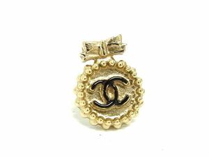 1円 ■美品■ CHANEL シャネル ココマーク B13 B 片耳のみ リボン ピアス アクセサリー レディース ゴールド系 FC7295