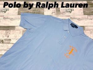 ☆送料無料☆ Polo by Ralph Lauren ポロ ラルフローレン 古着 半袖 ポロシャツ メンズ L ライトブルー トップス 中古 即決