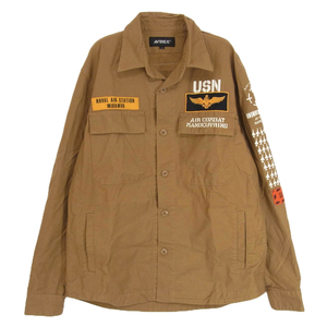 AVIREX アヴィレックス 6105138 L/S MULTI FUNCTION SHIRT マルチ ファンクション 長袖 シャツ TOP GUN ブラウン系 L【中古】