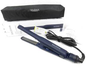 家電祭 SALONIA サロニア SL-004SNV 15mm ストレート ヘアアイロン ネイビー 230℃ HAIR STRAIGHTENER 通電確認済 