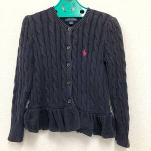 □POLO RALPH LAUREN カーディガン 4/4T(110/56) 紺 ポロラルフローレン キッズ フリル 複数落札同梱OK B241024-7