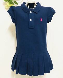 新品　アメリカ購入品　RALPH LAUREN （ラルフローレン）　ワンピース　ポロマーク　プリーツスカート　ネイビー　サイズ３T　１００㎝