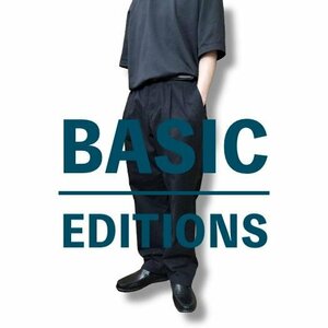 CP1-180★大きいサイズ★USA仕入★美品★【BASIC EDITIONS】2タックパンツ チノパン カラーチノ トラウザー【W38 90センチ】黒 人気 お洒落