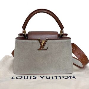 高級 保存袋付き LOUIS VUITTON ルイヴィトン 2020年製 カプシーヌMM LVロゴ キャンバス レザー 2way ハンドバッグ TR4200