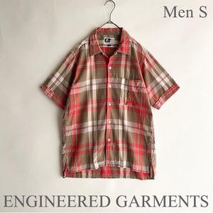 ENGINEERED GARMENTS USA製 エンジニアードガーメンツ 半袖シャツ マドラスチェック ボックスシルエット ワーク コットン 赤系 size S sk