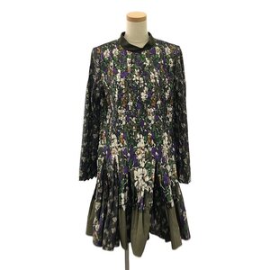 【美品】 sacai / サカイ | 2023AW | 異素材ドッキング フラワープリント プリーツ ドレス ワンピース | 1 | カーキ | レディース