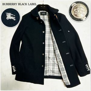 極美品！Lサイズ！銀ボタン◎バーバリーブラックレーベル マリンコート ウール ホースロゴ ノバチェック BURBERRY BLACK LABEL ナポレオン