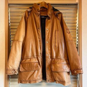 激レア POLO RALPH LAUREN skier leather down jacket スキー ダウン レザー ジャケット rrl country sport 1992 1993 stadium snow beach