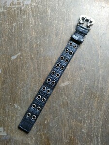 中古 CHROMEHEARTS/クロムハーツ レザー ブレスレット/ 黒