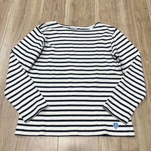 【送料360円】ORCIVAL オーシバル バスクシャツ 七部袖Tシャツ ロンT オーチバル ボーダー柄 サイズ 女性用 紺色 ネイビー フランス R-4059