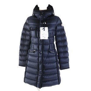 未使用品◎MONCLER モンクレール HERMINE エルミンヌ ロゴワッペン フード付き ロングダウンコート ネイビー 00 国内正規品 レディース