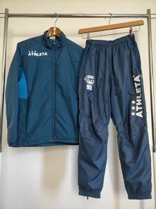 状態良好 ATHLATA アスレタ 両面プリント 中綿入り ウインドブレーカー上下 セットアップ S ネイビー×ブルー ★フットサルサッカー