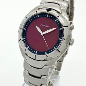 腕時計 メンズ FOSSIL blue クォーツ quartz 3針 シルバー silver AM-3535 フォッシル Watch 青赤 ブルー レッド Y2204