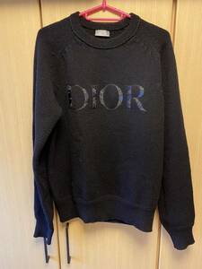 正規 21AW DIOR × PETER DOIG ディオール ピーター ドイグ KIM JONES キムジョーンズ ロゴ 刺繍 クルーネック ニット 黒 M 143M657AT296