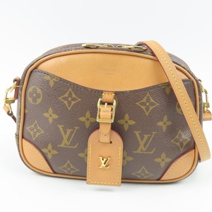 95870★1円スタート★LOUIS VUITTON ルイヴィトン 外美品 ドーヴィル ミニ 斜め掛けOK モノグラム ショルダーバッグ PVC ヌメ革 ブラウン