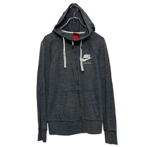 NIKE プリント スウェット パーカー ナイキ S ダークグレー フルジップ 古着卸 アメリカ仕入 a609-6273