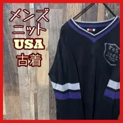 メンズ セーター トップス ブラック L ニット USA古着 90s 長袖