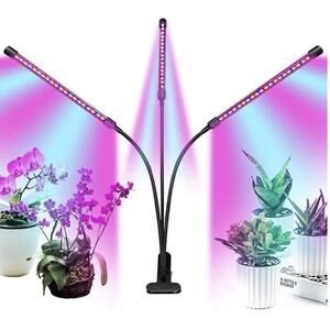 植物育成ライト LED 3ヘッド タイマー設定可能 明るさ調整可能 Type-C