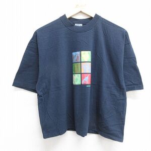 【30%OFF】XL/古着 オールドネイビー 半袖 ビンテージ Tシャツ メンズ 90s 犬 コットン クルーネック 紺 ネイビー spe 24jul31 中古 3OF