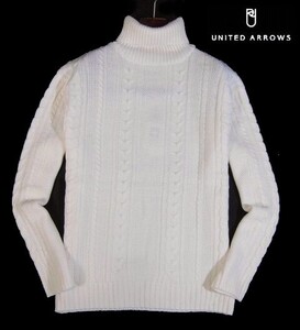 A木01673新品▼秋冬 ユナイテッドアローズ UNITED ARROWS アラン編み タートルネック 長袖ニット 【 L】 セーター プルオーバー 長袖ニット