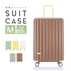 スーツケース Mサイズ 軽量 大型 キャリーケース キャリーバッグ 受託手荷物 65L 4泊～ TSAロック 旅行かばん 旅行 おしゃれ 新品 未使用