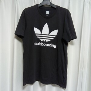 adidas skateboarding ビッグロゴ 半袖Tシャツ サイズO 黒 ブラック アディダス スケートボーディング ストリート スケボー 古着 服 中古