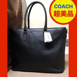 71Y241207B 超美品 COACH コーチ メンズ トートバッグ 検キ ビジネス ショルダー ボストン ブリーフケース リュック レザー 革 ブラック 黒