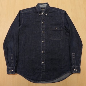 ■ Johnbull ジョンブル Button Down Shirt インディゴ ボタンダウン 長袖 デニムシャツ size L 古着 ■c