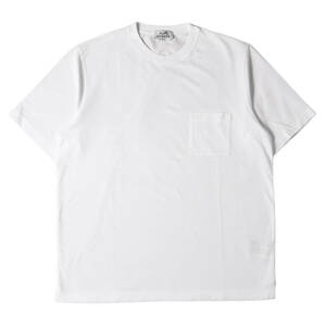 美品 HERMES エルメス Tシャツ サイズ:XXL 23SS 鹿の子 Hロゴ 刺繍 ポケット クルーネック 半袖Tシャツ ホワイト 白 イタリア製 トップス