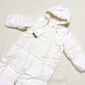 ☆WJ55 新品 未使用 訳有 baby Gap ギャップ ベビーギャップ 6-12m 70 80 男の子 女の子 男女兼用 長袖 中綿入り ジャンプスーツ つなぎ 白