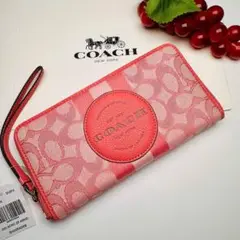 COACHレデイーズ長財布　コーチ長財布　ピンク色袋付き