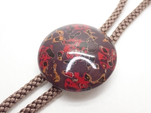 Q145　ループタイ　和風　漆芸　丸型　58cm　ネクタイ　アクセサリー　Ａｍｂｅｒ　bolo Poler Tie