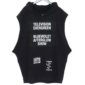 RAF SIMONS パッチワークノースリーブパーカー Mサイズ ブラック 211-M195B ラフシモンズ Television Evergreen Sleeveless Hoodie