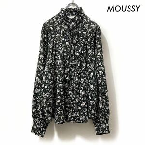 【送料無料】MOUSSY マウジー★COTTON FLORAL TIE ブラウス 花柄 ブラック 黒