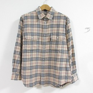 美品 BURBERRY LONDON バーバリーロンドン ノバチェック柄 コットン100％ 長袖 シャツ 150 ベージュ