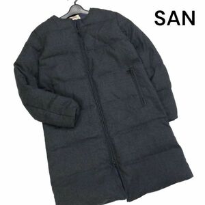 San Francisco サンフランシスコ ハリラン 秋冬♪ ノーカラー ウール ダウン コート Sz.S　レディース グレー　K3T00494_9#N