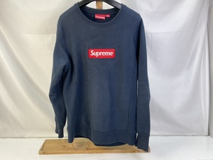 01w3909 Supreme シュプリーム Box Logo Crewneck Sweatshirt スウェット Ｍサイズ ネイビー コットン 中古品