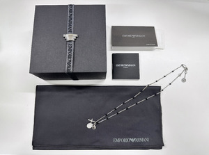 100円～★EMPORIO ARMANI アルマーニ S925 ラインストーン クロス アクセサリー ネックレス【良品】