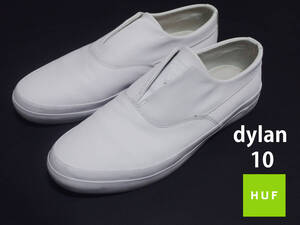 美品　HUF　ハフ　dylan ディラン　リーダー　スリッポン　シグネイチャー 10　ホワイト　