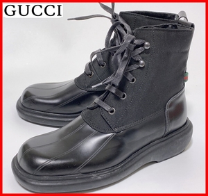 即決 GUCCI グッチ 34.5≒21.5cm ブーツ 黒 ブラック レザー レディース I