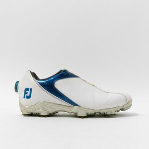 【1円スタート】 FootJoy フットジョイ 53144J ゴルフシューズ 白 ブルー US8 26cm ダイヤル式靴紐、スパイク レザー メンズ