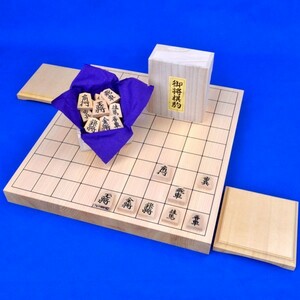 桧1寸卓上将棋盤セット(将棋駒黄楊上彫駒)【囲碁将棋専門店の将碁屋】国産桧材の手軽な卓上将棋盤と黄楊上彫駒の木製将棋セット