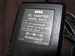  コルグ KORG KA111 センターマイナス 12V 電源アダプター ACアダプター 中古 動作品 送料一律520円 同梱可