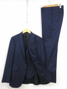 HH 超美品 【ファブリックトーキョー FABRIC TOKYO】 2ボタン 3ピーススーツ (メンズ) size42相当 濃紺 ネイビー ストライプ織 ■27RMS7801