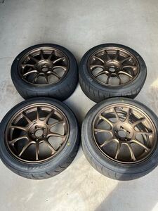 【中古】RAYS VOLKRACING ZE40 17×8.5J+44, 5H100, 4本 タイヤ付き DUNLOP β11 225/45R17 バリ山