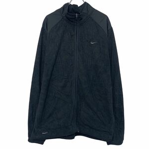 NIKE フリースジャケット ナイキ XL ブラック ジップアップ ビッグサイズ 切替 ワンポイント ロゴ スポーツ 古着卸 アメリカ仕入 a610-8167