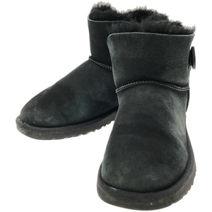 UGG アグ MINI BAILEY BUTTON シープスキンムートンブーツ 3352 ブラック 24cm ITF75UU4F3FG